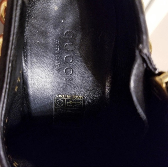 Gucci Babouska Black Leather Ankle Booties Gold Studded Size 7.5 37.5 Women’s - Picture 9 of 11